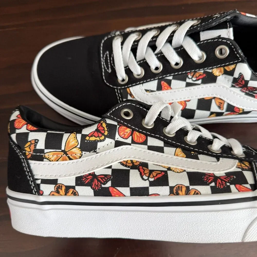 Size 8.5 - Vans® Ward Checkerboard Butterfly Low Top Lace-up Sneakers - Missy